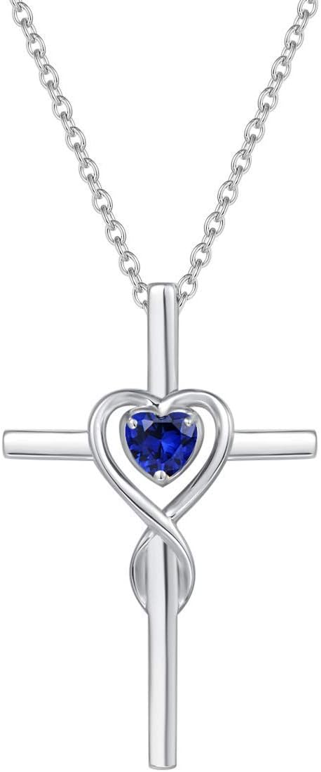 Saffieren hartvormige kruisketting | Witgoud