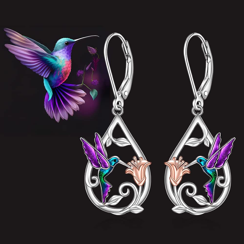 Ketting en oorbellen met decoratief kolibriemotief