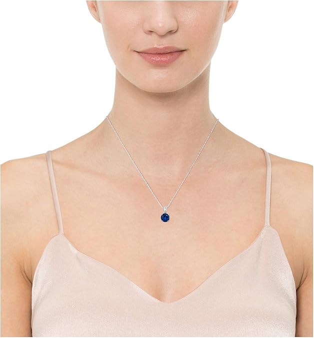 Ketting met rondgeslepen saffier | Witgoud