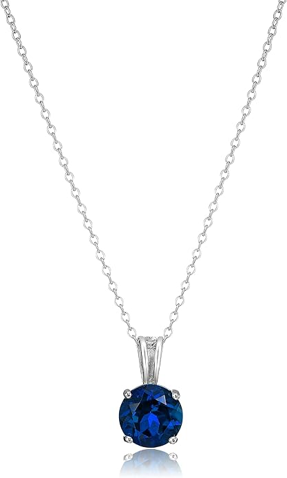 Ketting met rondgeslepen saffier | Witgoud