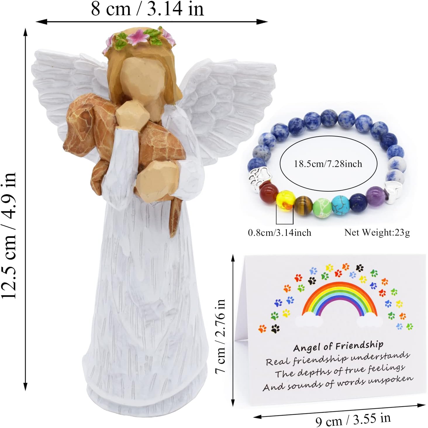 Decoratieve set met hondenfiguur en meerkleurige kralenarmband