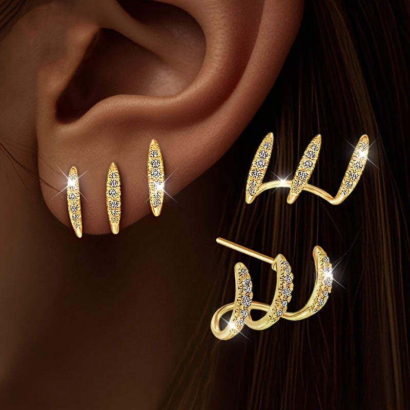 Elegante Strass Oorbellen Met Drie Klauwen