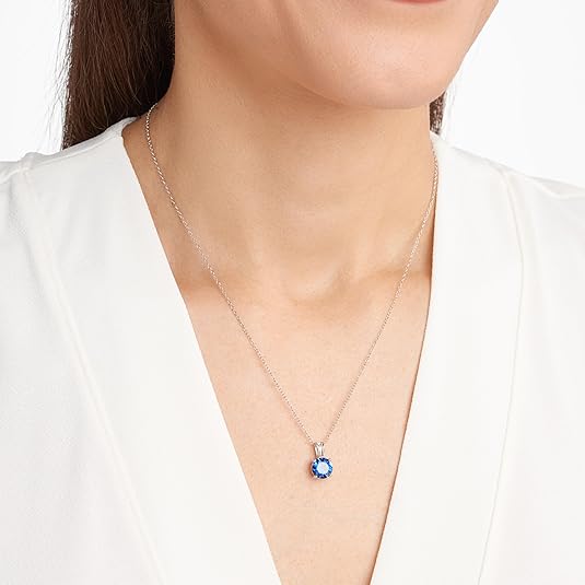 Ketting met rondgeslepen saffier | Witgoud