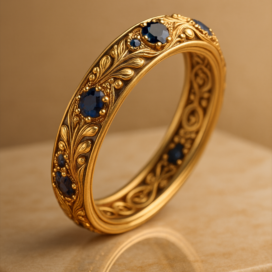 Exotische ring met fijn blauw zirkonia-blad