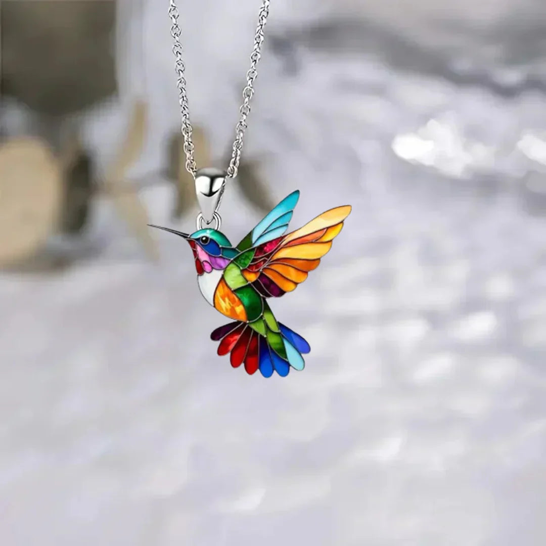 Sieradenset met kolibriemotief - ketting en oorbellen