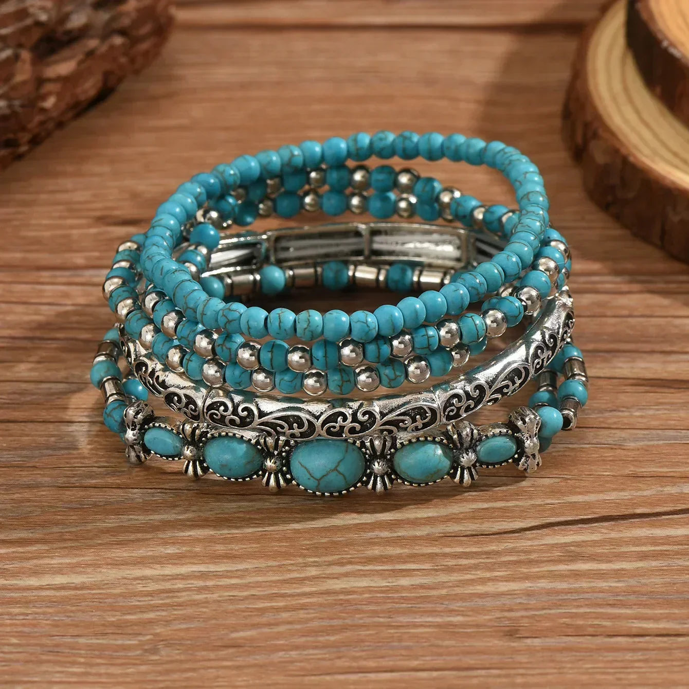 Boho Chic Turquoise Parelarmband Collectie