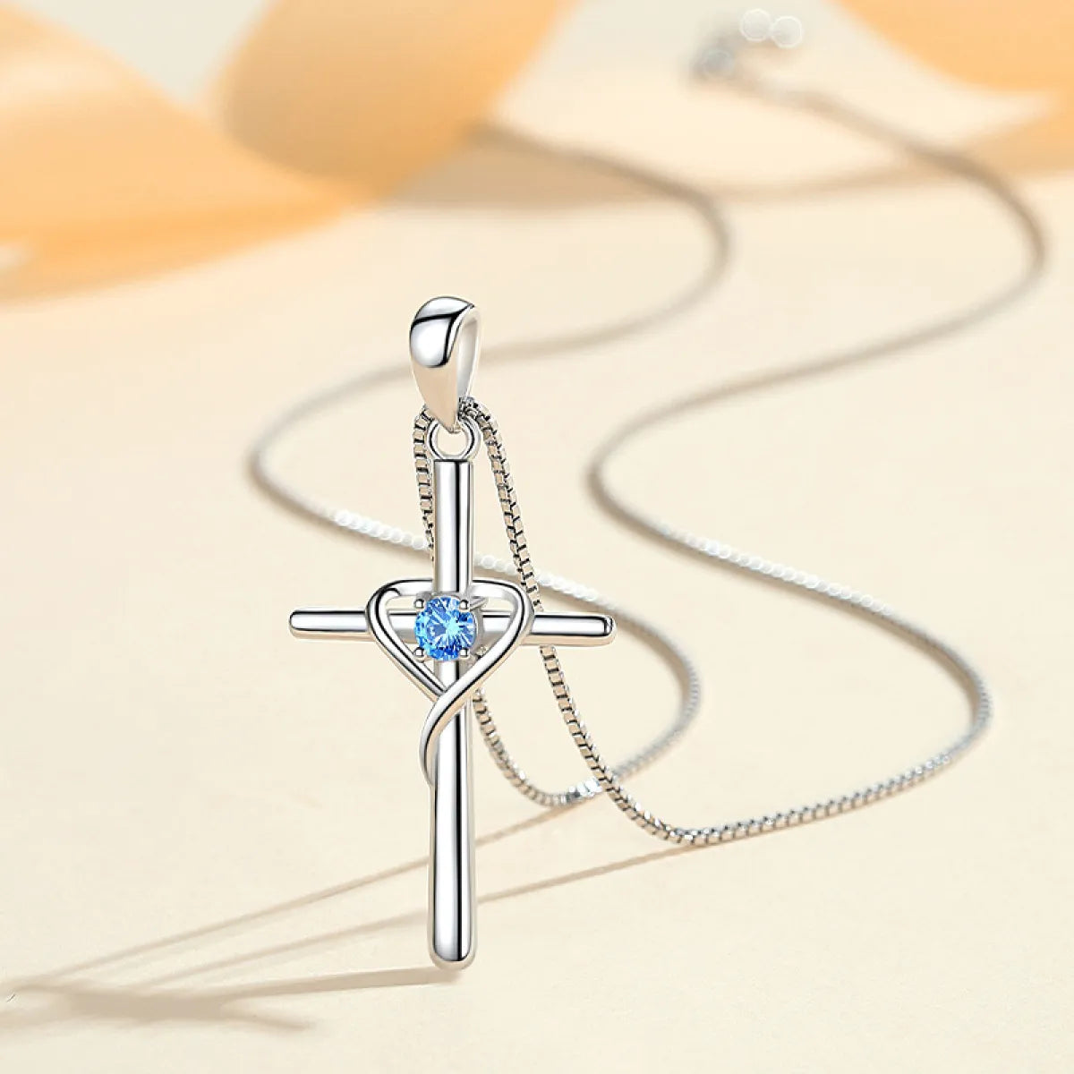 Saffieren kruisketting | Witgoud