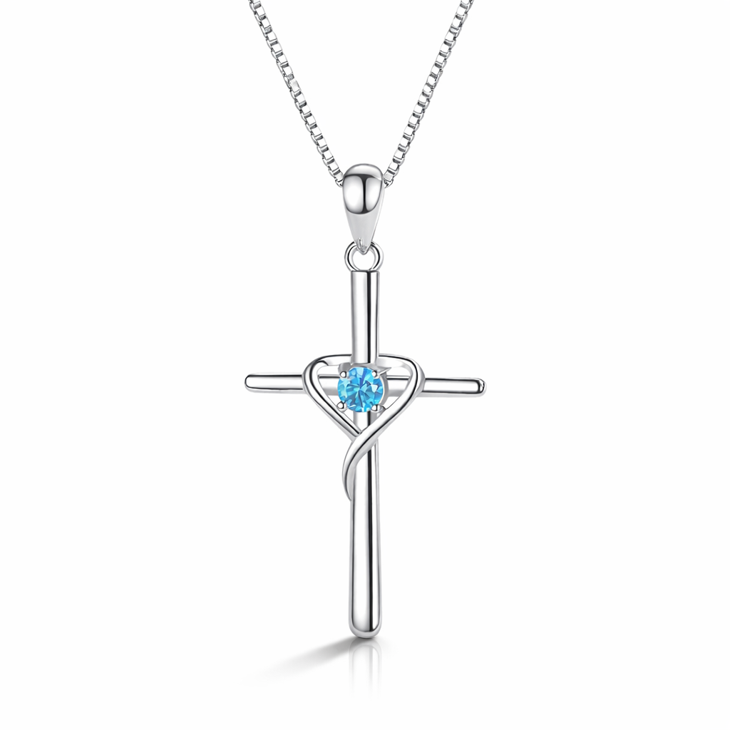 Saffieren kruisketting | Witgoud