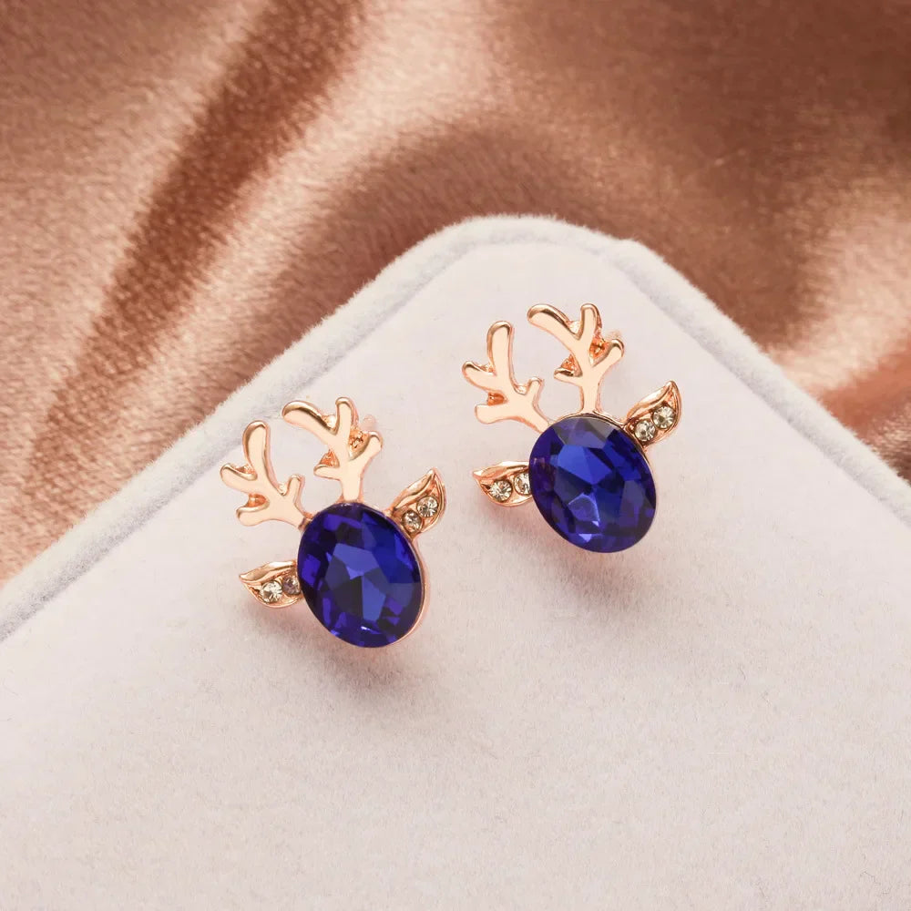 Rendier-vormige oorknopjes met decoratieve kristaldetails