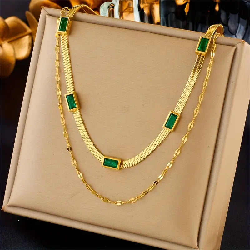 Sorella Gem dubbellaagse retro ketting | Goud