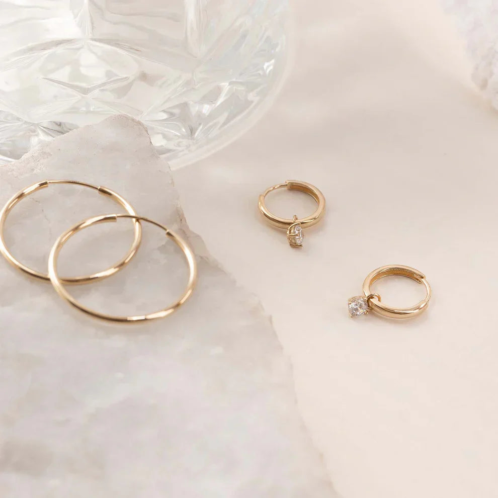 Larmes de Lune Stenen Hoepeloorbellen | Goud