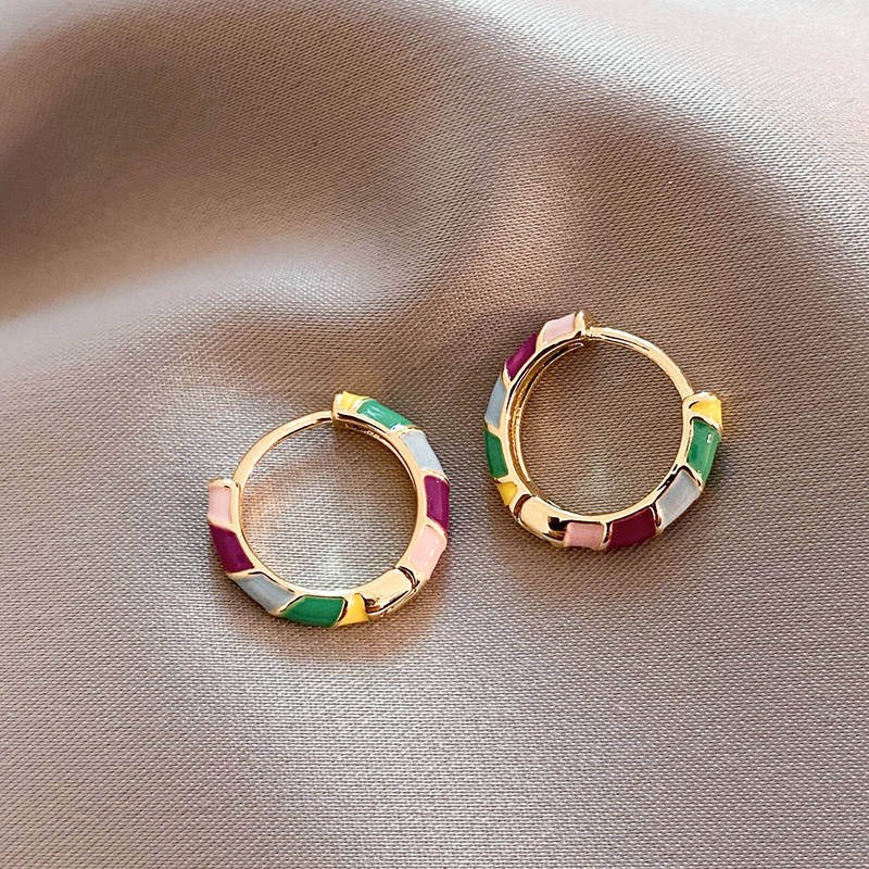 Gouden Multicolor Geëmailleerde Oorringen