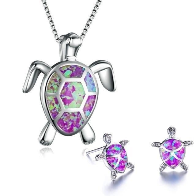 Ketting en oorbellen met zeeschildpadontwerp
