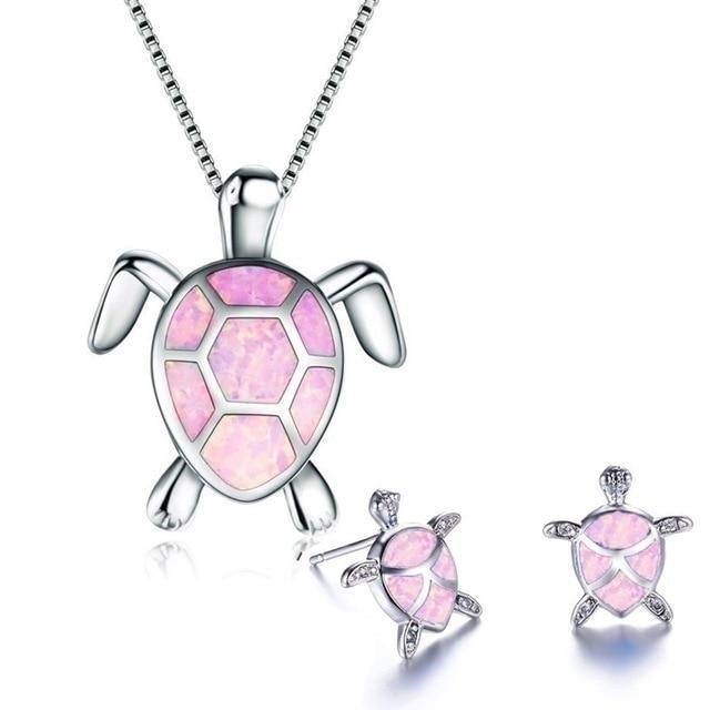 Ketting en oorbellen met zeeschildpadontwerp