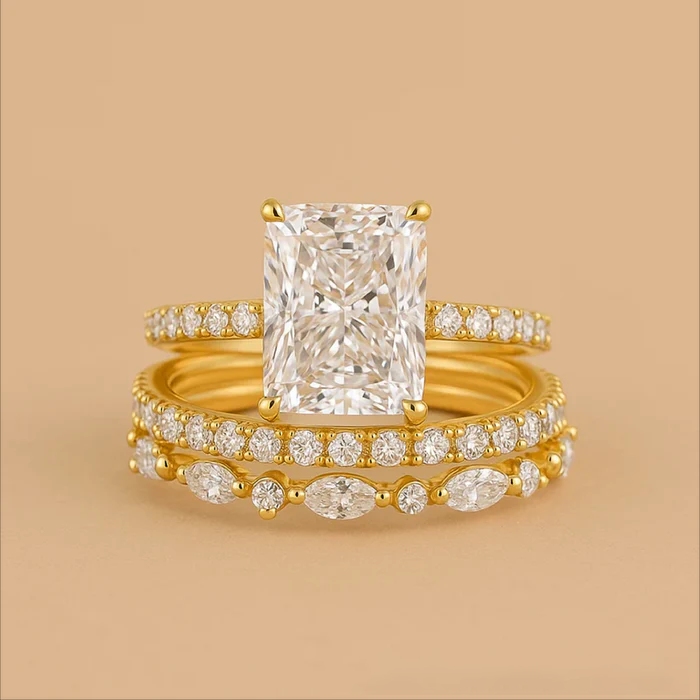 Jaily 3-Delige Wedding Ring Set in Gouden Elegantie
