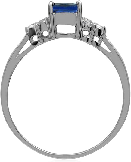 Ring met achthoekig geslepen saffier | Witgoud