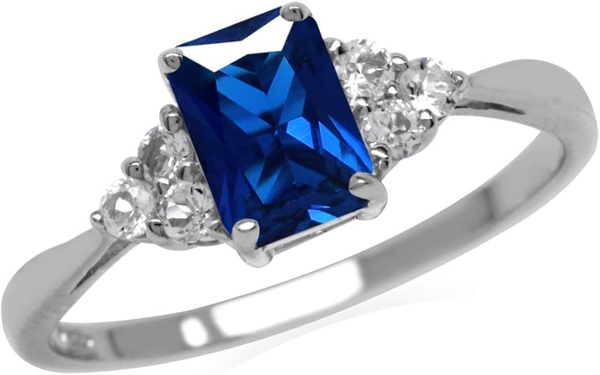 Ring met achthoekig geslepen saffier | Witgoud