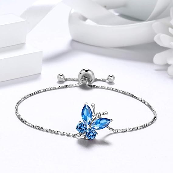 Saffieren vlinderarmband | Witgoud