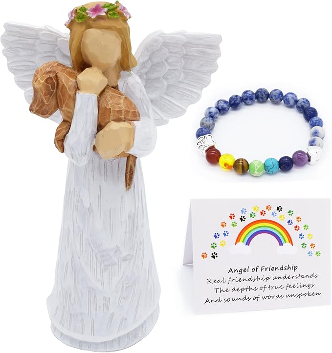 Decoratieve set met hondenfiguur en meerkleurige kralenarmband