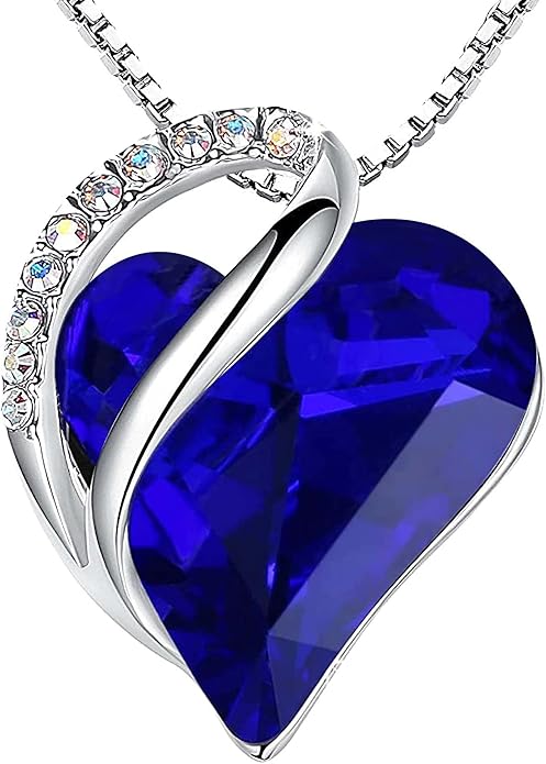Infinity Heart Sapphire ketting | Witgoud