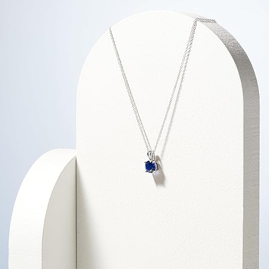 Ketting met rondgeslepen saffier | Witgoud