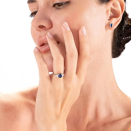 Ring met achthoekig geslepen saffier | Witgoud