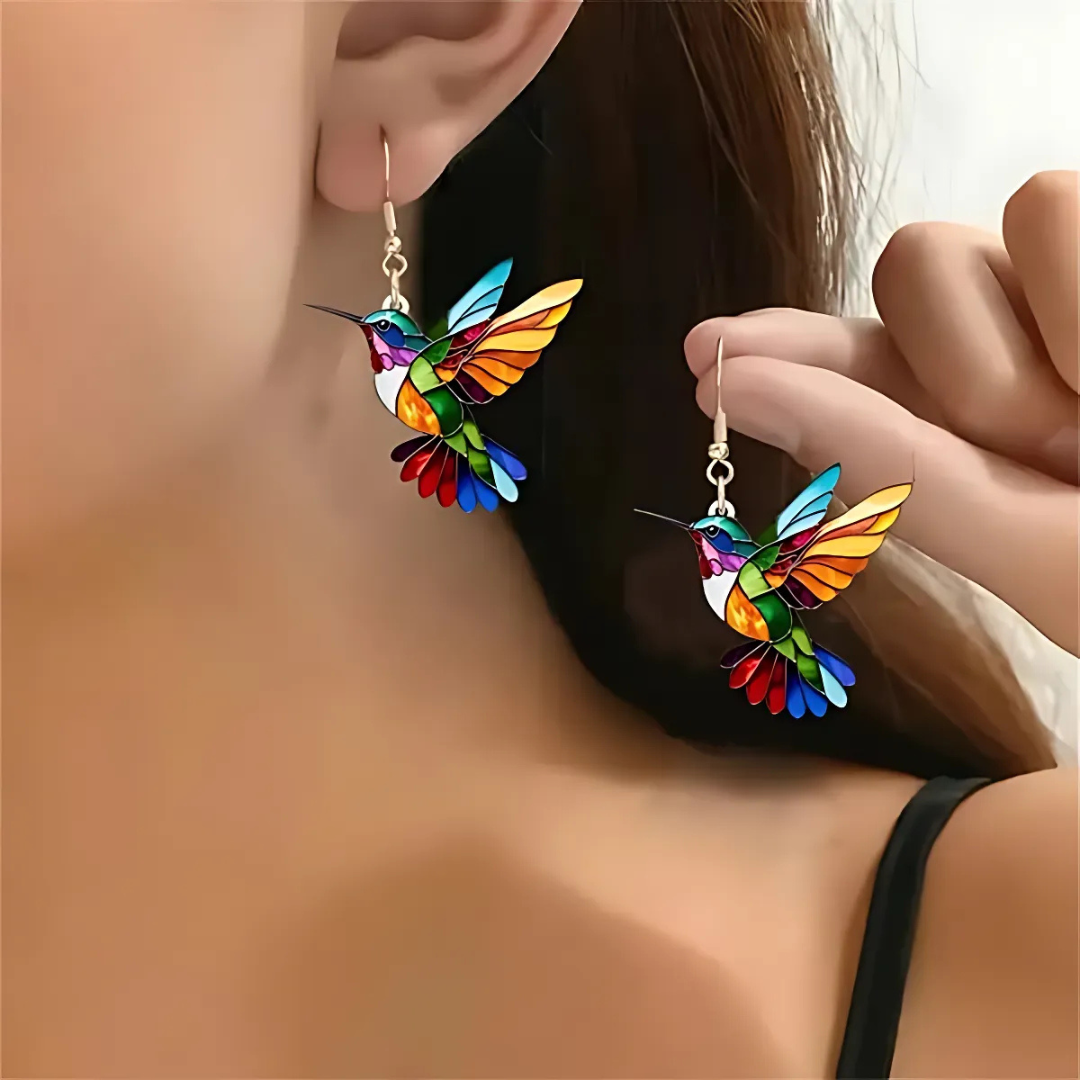 Sieradenset met kolibriemotief - ketting en oorbellen
