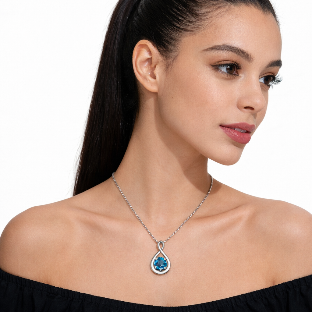 Sapphire Infinity-hangerketting | Witgoud