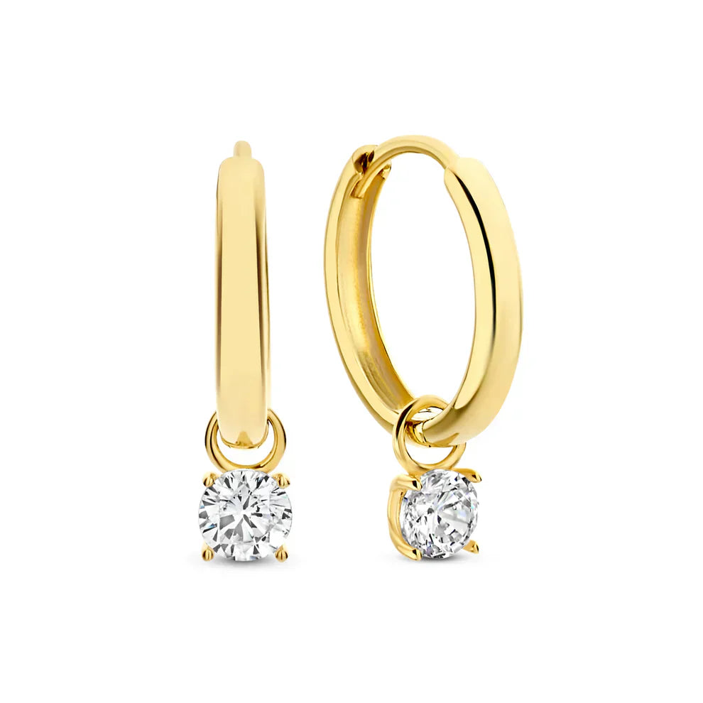 Larmes de Lune Stenen Hoepeloorbellen | Goud
