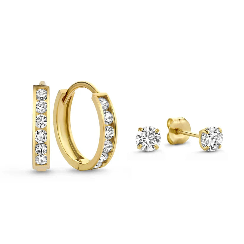 Dara Brillane Stenen Oorbellen Set | Goud