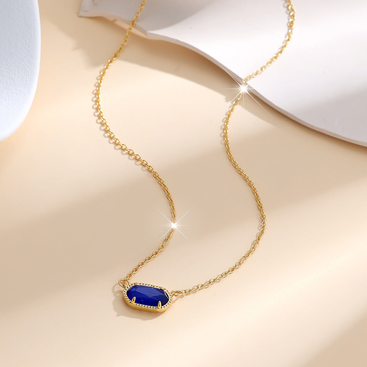 Klassieke ovale saffieren ketting | Goud
