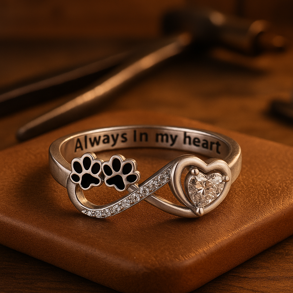 Ring met pootmotief en decoratieve vormelementen