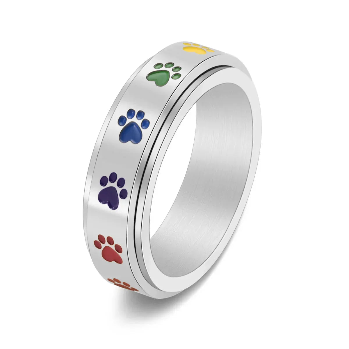 Draaibare ring met pootmotief in roestvrij staal