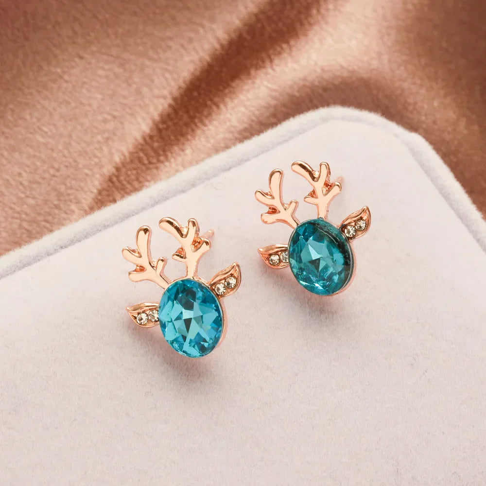 Rendier-vormige oorknopjes met decoratieve kristaldetails