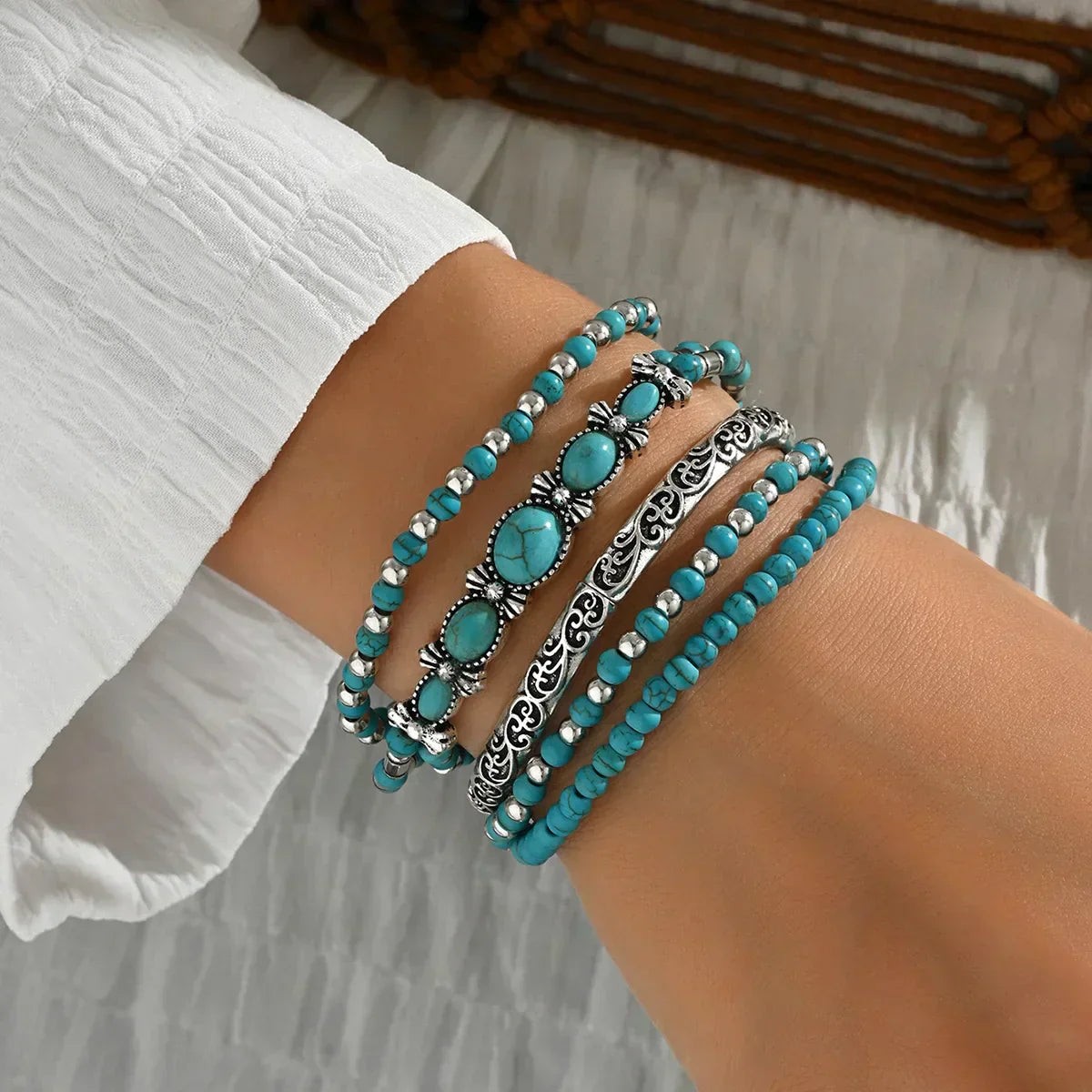 Boho Chic Turquoise Parelarmband Collectie