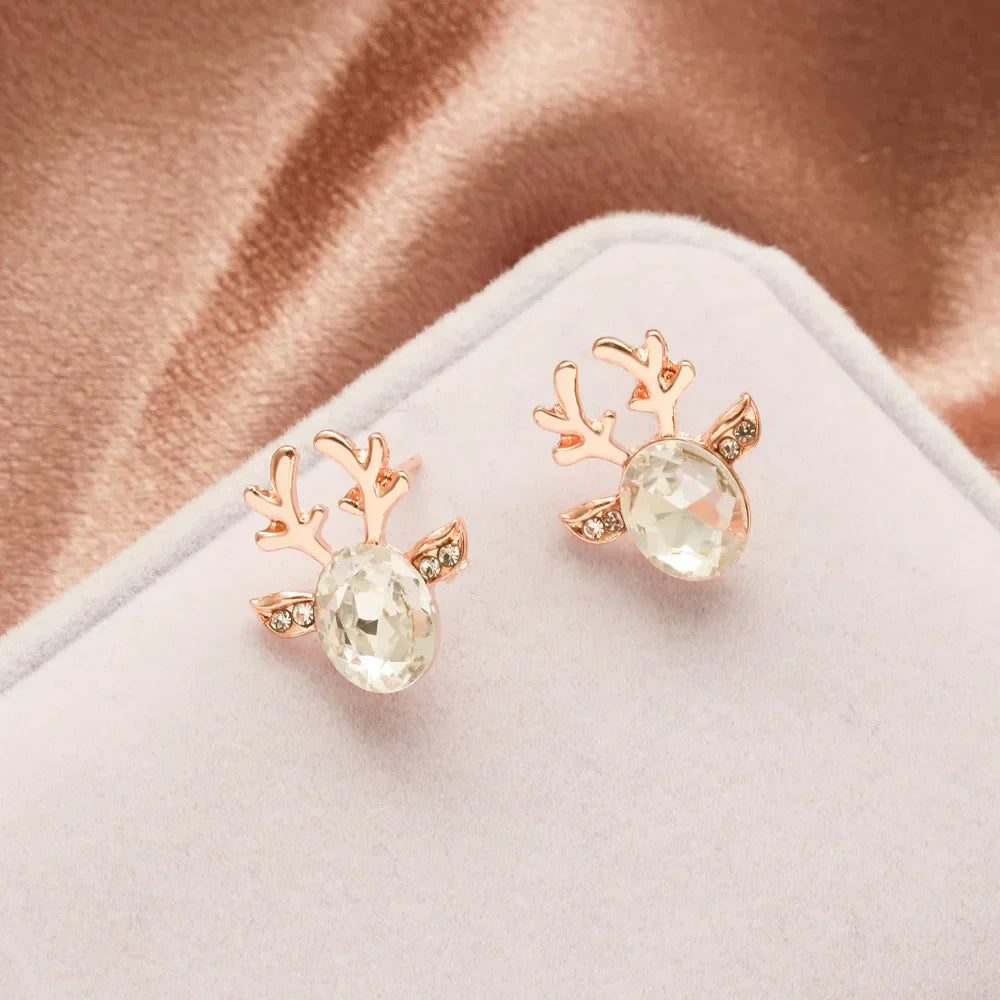 Rendier-vormige oorknopjes met decoratieve kristaldetails