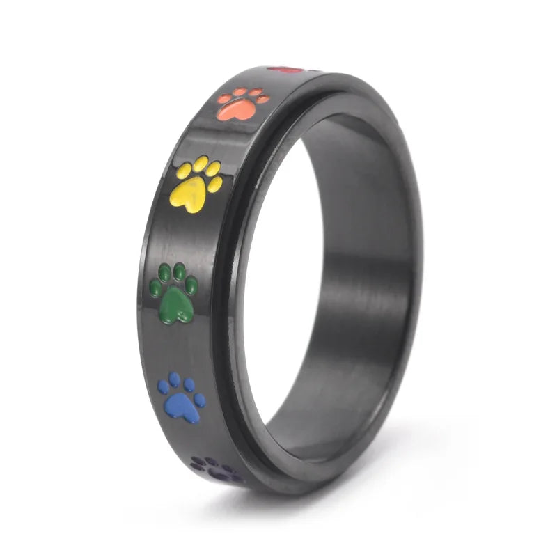 Draaibare ring met pootmotief in roestvrij staal