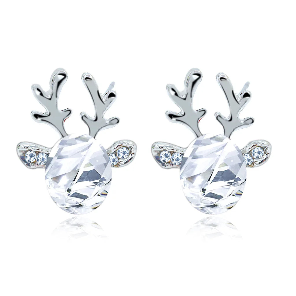 Rendier-vormige oorknopjes met decoratieve kristaldetails