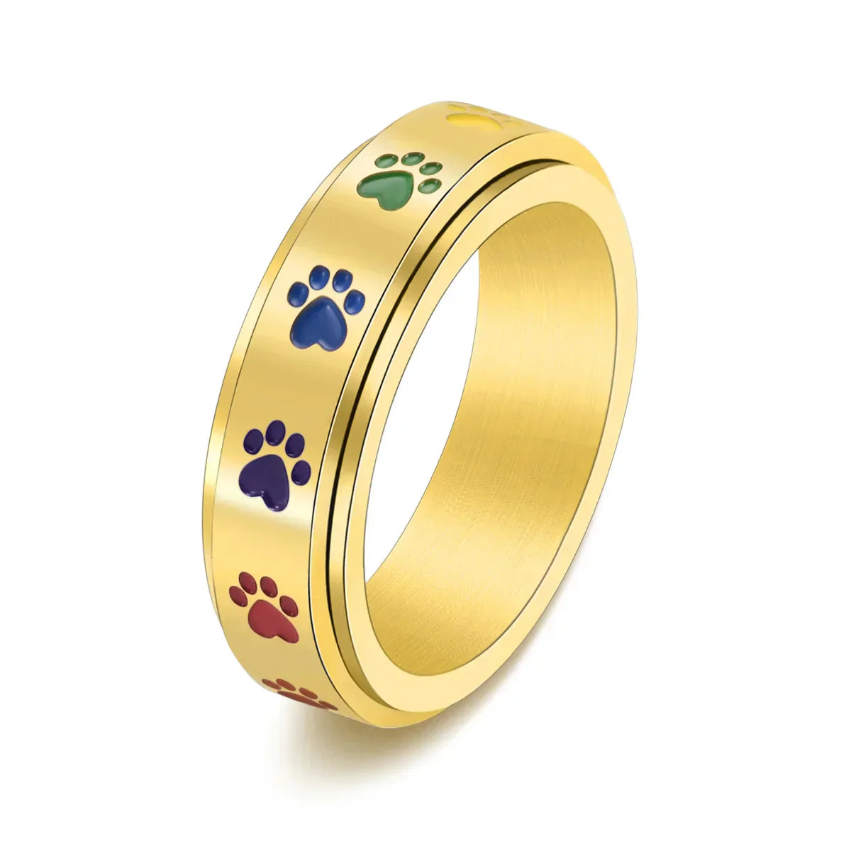 Draaibare ring met pootmotief in roestvrij staal
