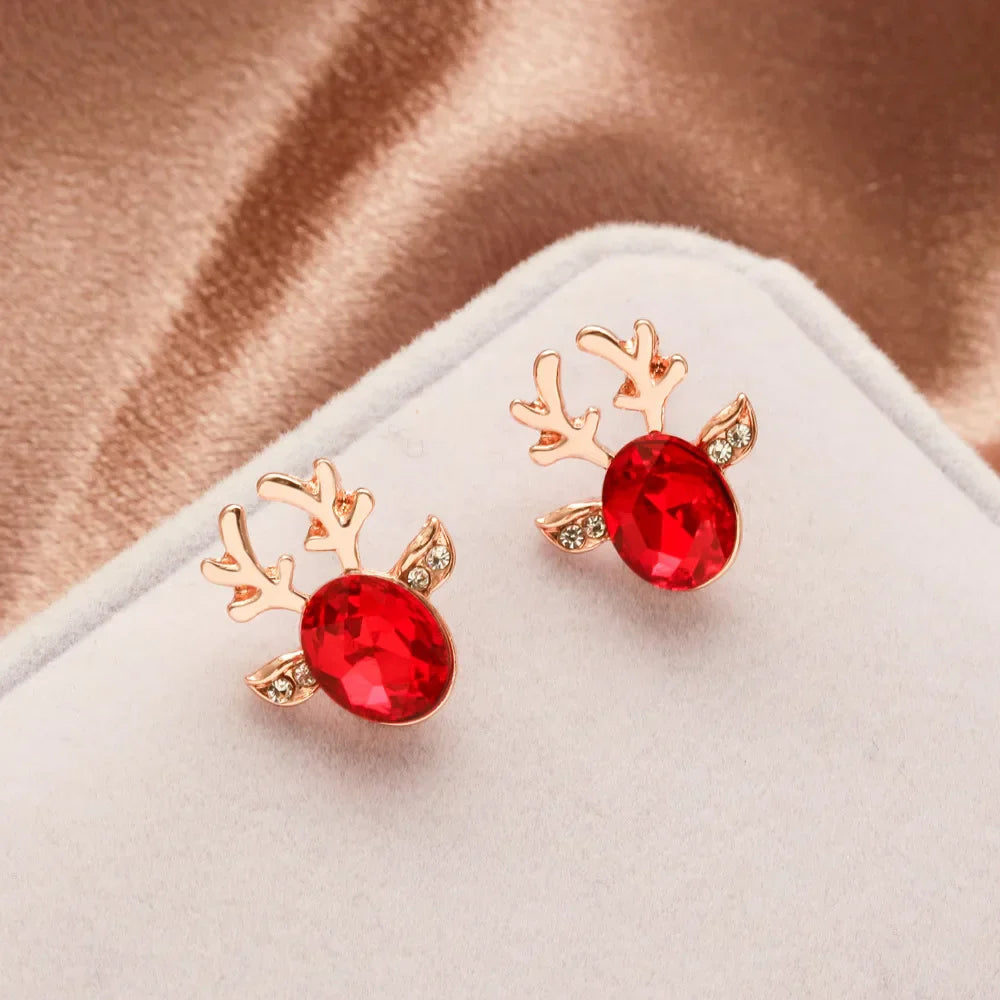 Rendier-vormige oorknopjes met decoratieve kristaldetails