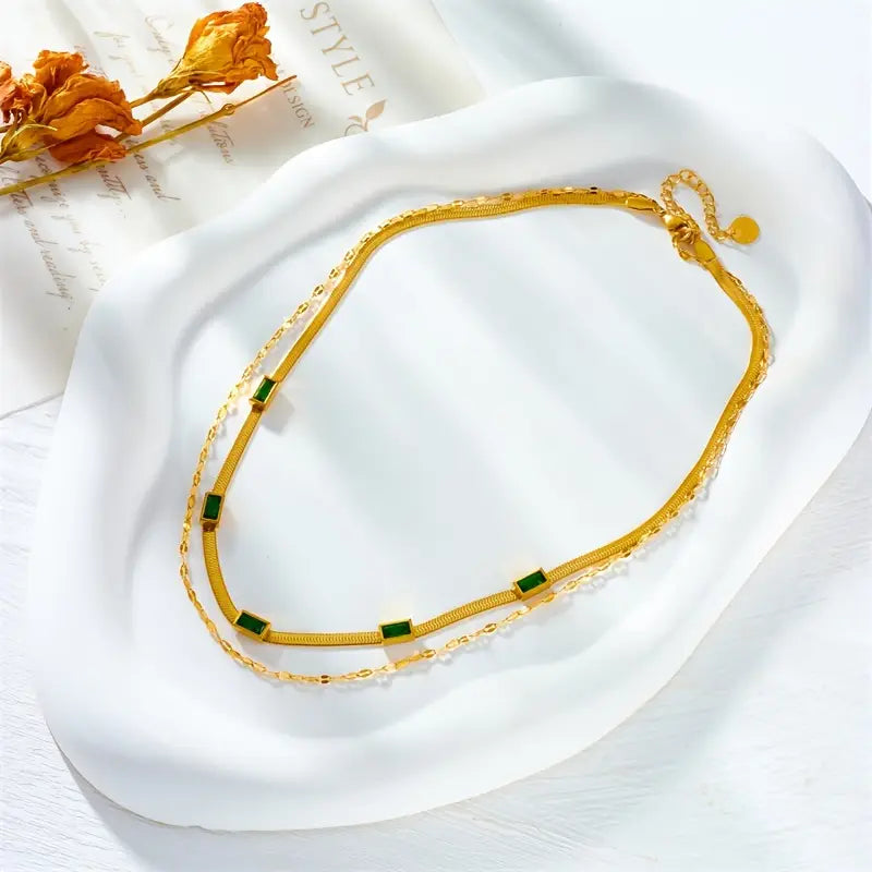Sorella Gem dubbellaagse retro ketting | Goud