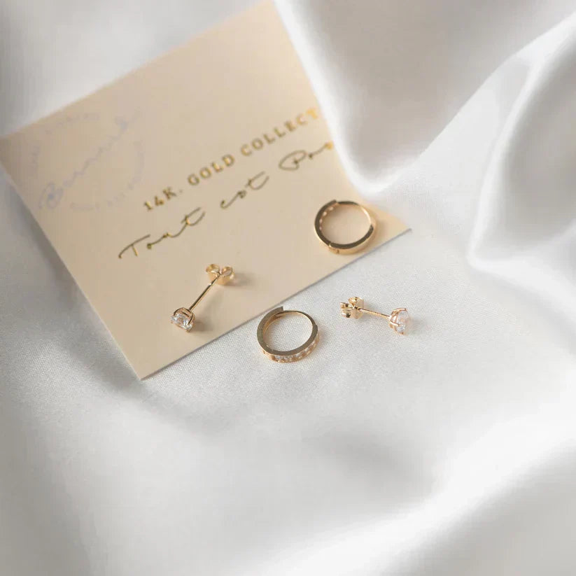 Larmes de Lune Steen Oorknopjes | Goud