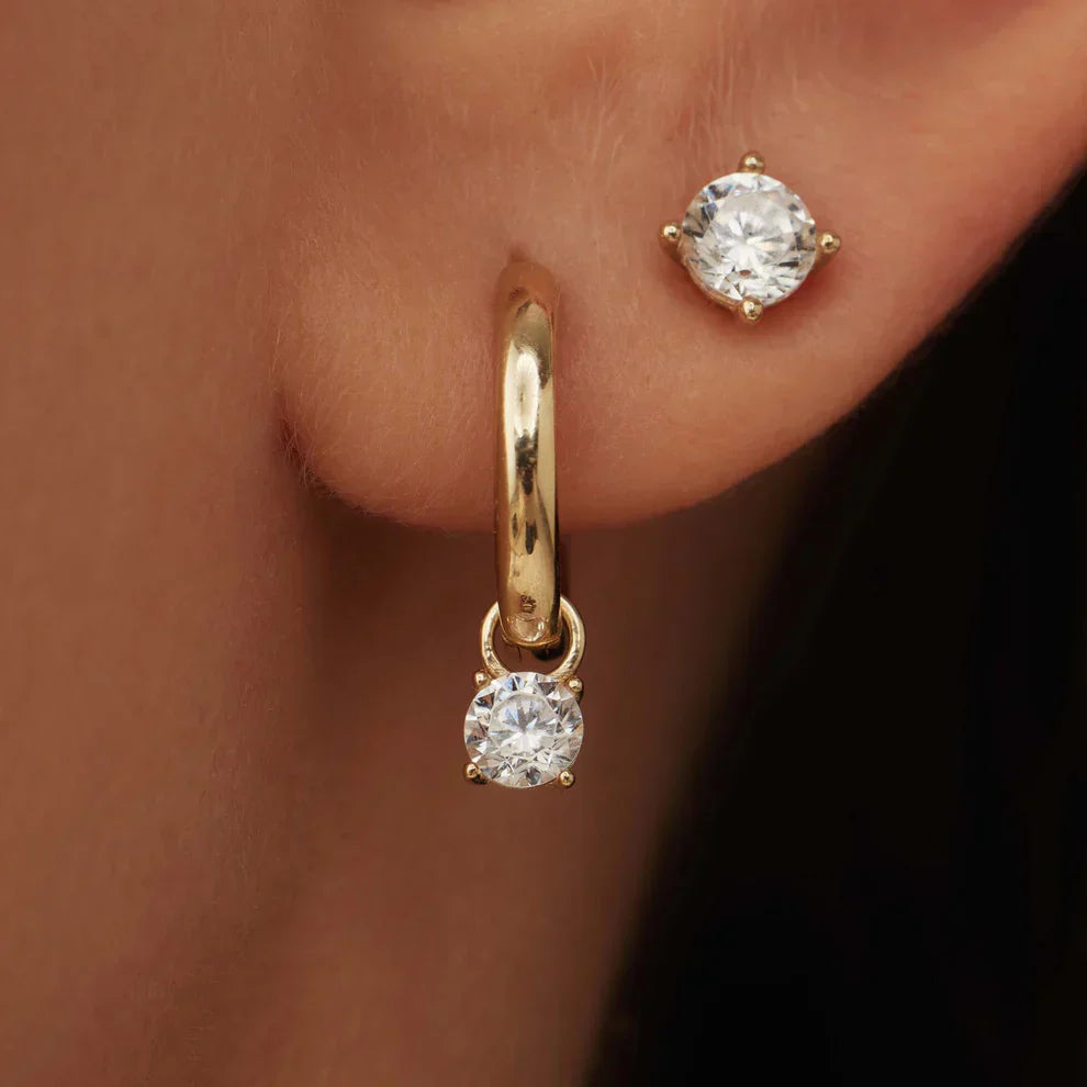 Larmes de Lune Stenen Hoepeloorbellen | Goud