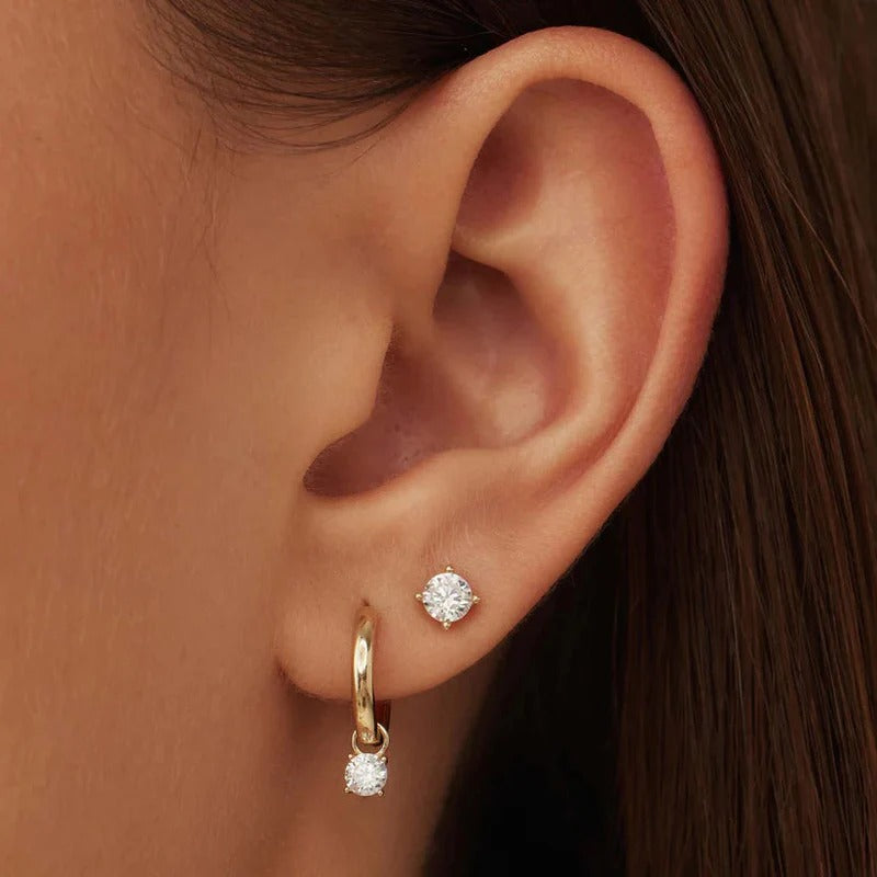 Larmes de Lune Oorbellen Set – Gouden Maanlichtelegantie
