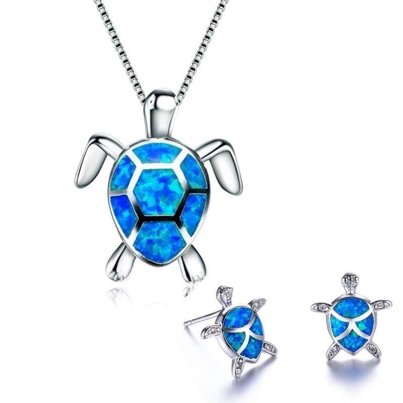 Ketting en oorbellen met zeeschildpadontwerp