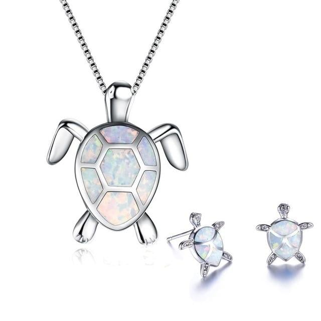 Ketting en oorbellen met zeeschildpadontwerp
