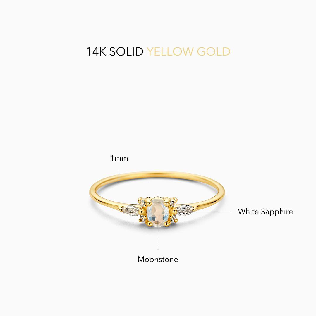 Moonstone Muse Ring | Goud
